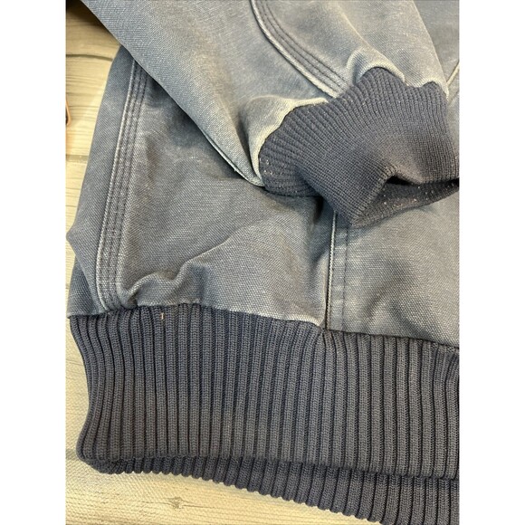 Vtg Carhartt Jacket Navy DISTRESSED Duck Canvas Quilted Hooded Coat See Pics - Picture 4 of 15